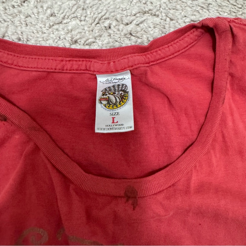 Vintage Ed Hardy Red Black Panther Traditional Tattoo Print T shirt - Picture 8 of 11